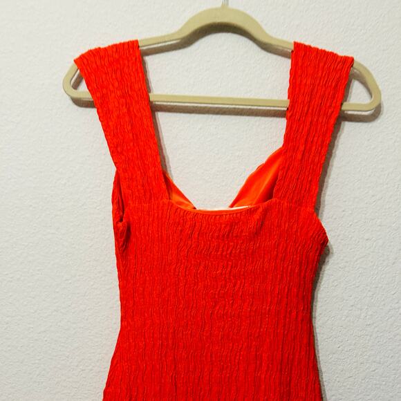 NEW Free People Eleni Stretch Bodycon Midi Dress Size XS Blood Orange Twee Femme - Picture 7 of 12